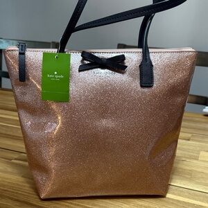 NWT Kate Spade Glitter Tote Bag - Rose Gold